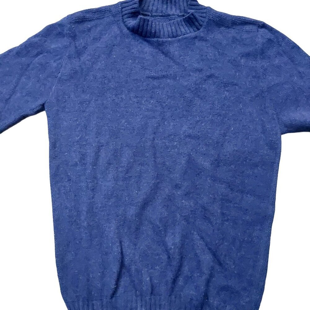Vintage 1940s-1950s Royal Blue Long Sleeve Knit Crewneck Sweater Sz XS - Picture 3 of 6